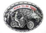 belt buckle, Born To Be Free Motorcycle And Wolf Chopper Biker Rider