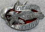 belt buckle, Live to Ride Ride to Live Flying eagle 